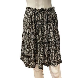 Vtg Silver Stream BOHO MIDI SKIRT BELLS ONE SIZE Broomstick Crinkle Black Gray